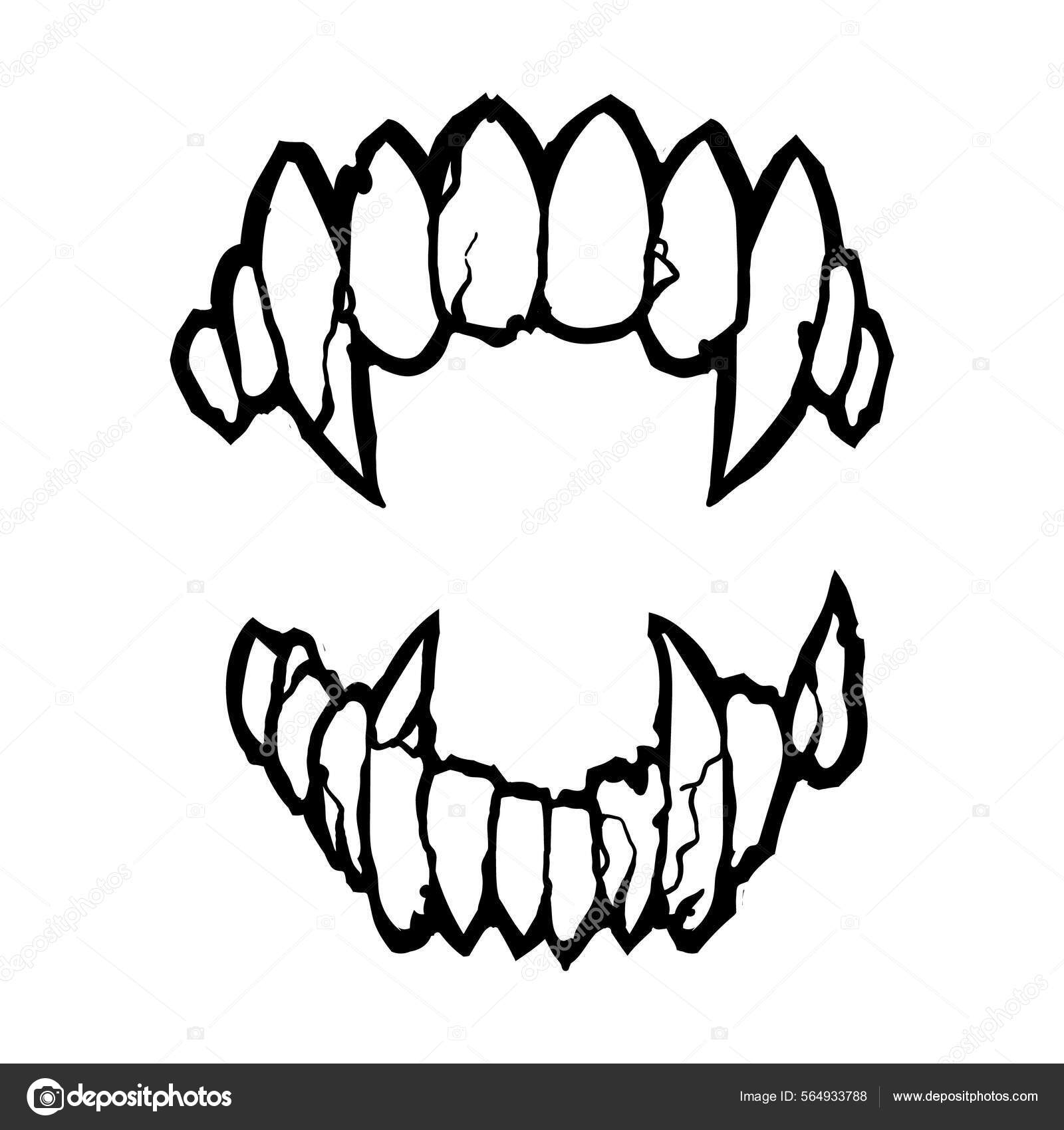 Vetor Dentes Vampiro Isolado Fundo Branco imagem vetorial de  Maximlacrimart© 564933788